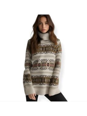 𝅺Vintage Women's Chunky Knit Turtleneck Oversized Sweater Large